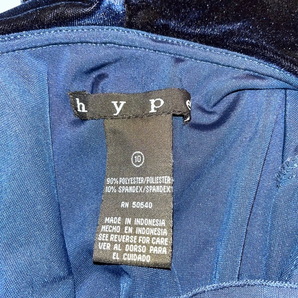 Gorgeous navy velour dress made by hype. Tie in back.  Girls size 10. - Picture 9 of 9